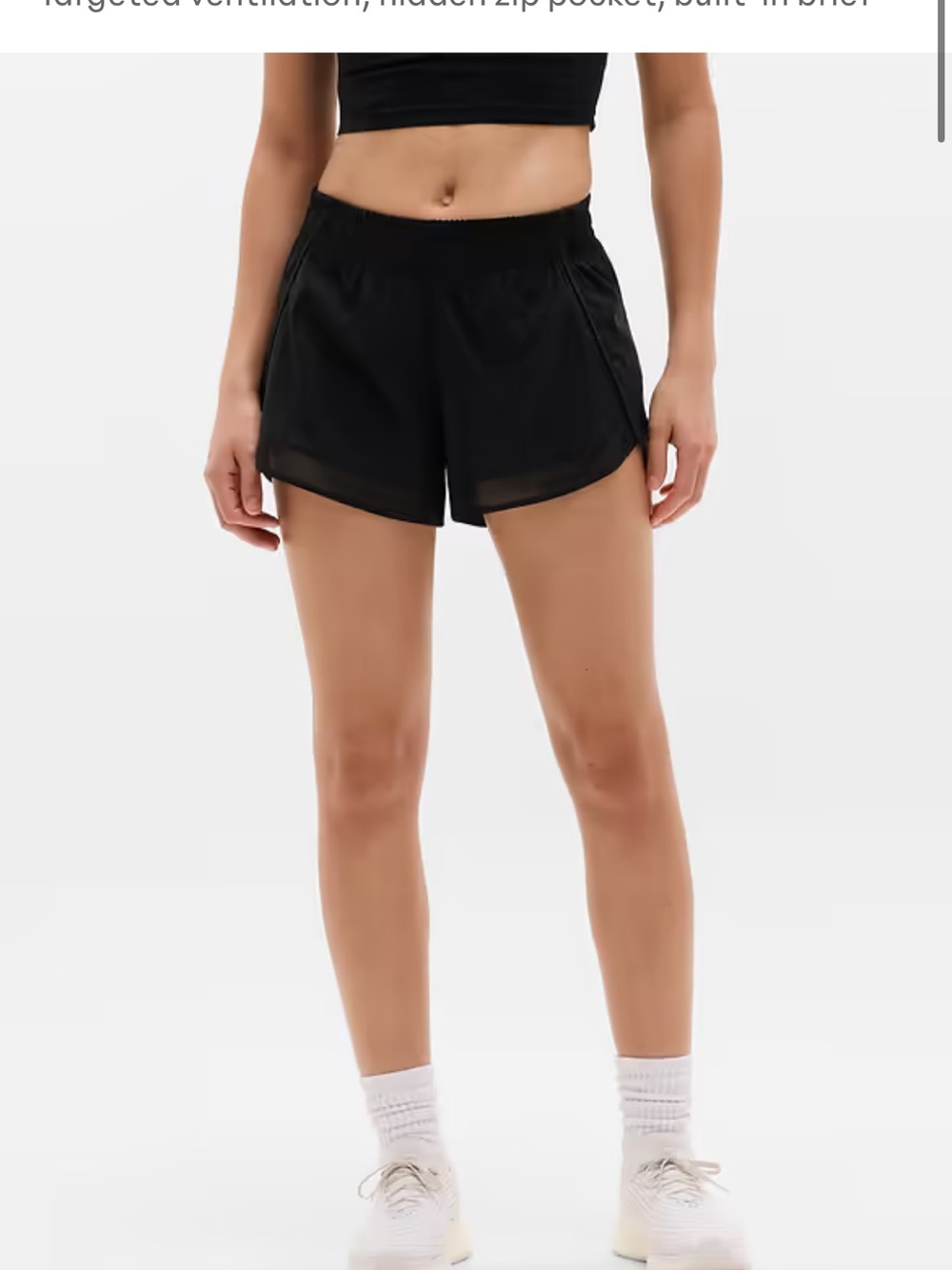 Athleta Black Mesh Racer Run Shorts